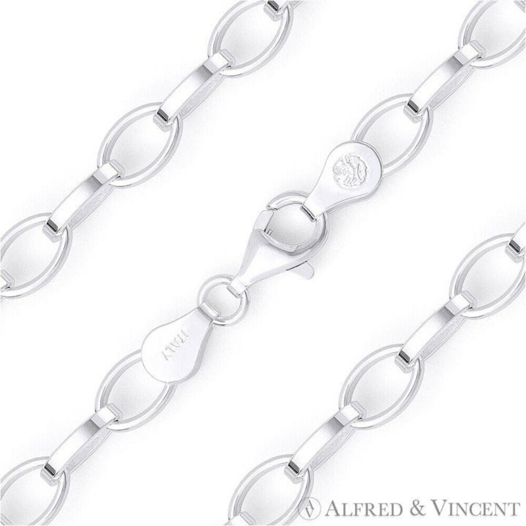56mm Romy Link Oval Cable Chain Bracelet In 925 Italy Sterling Silver - 7 39$